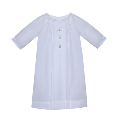 White Hanan Boy Daygown Bunnies