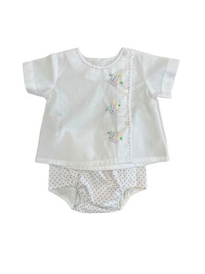 White Riley Boy Diaper Set, Mardi Gras