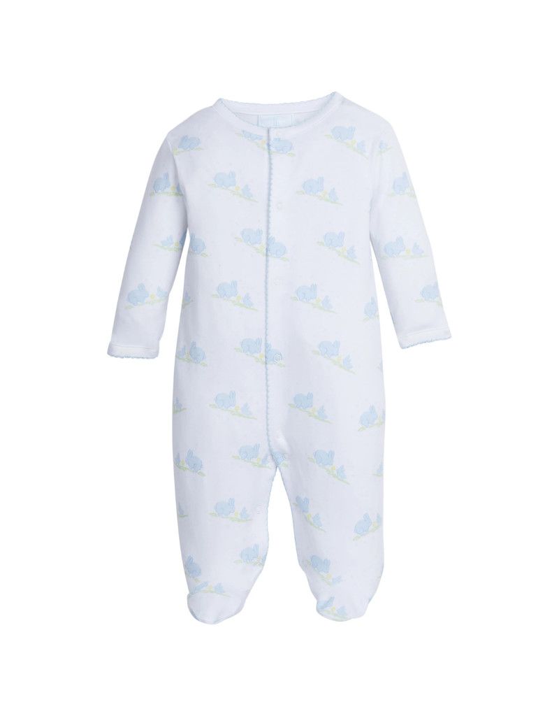 Printed Footie, Blue Bunnies