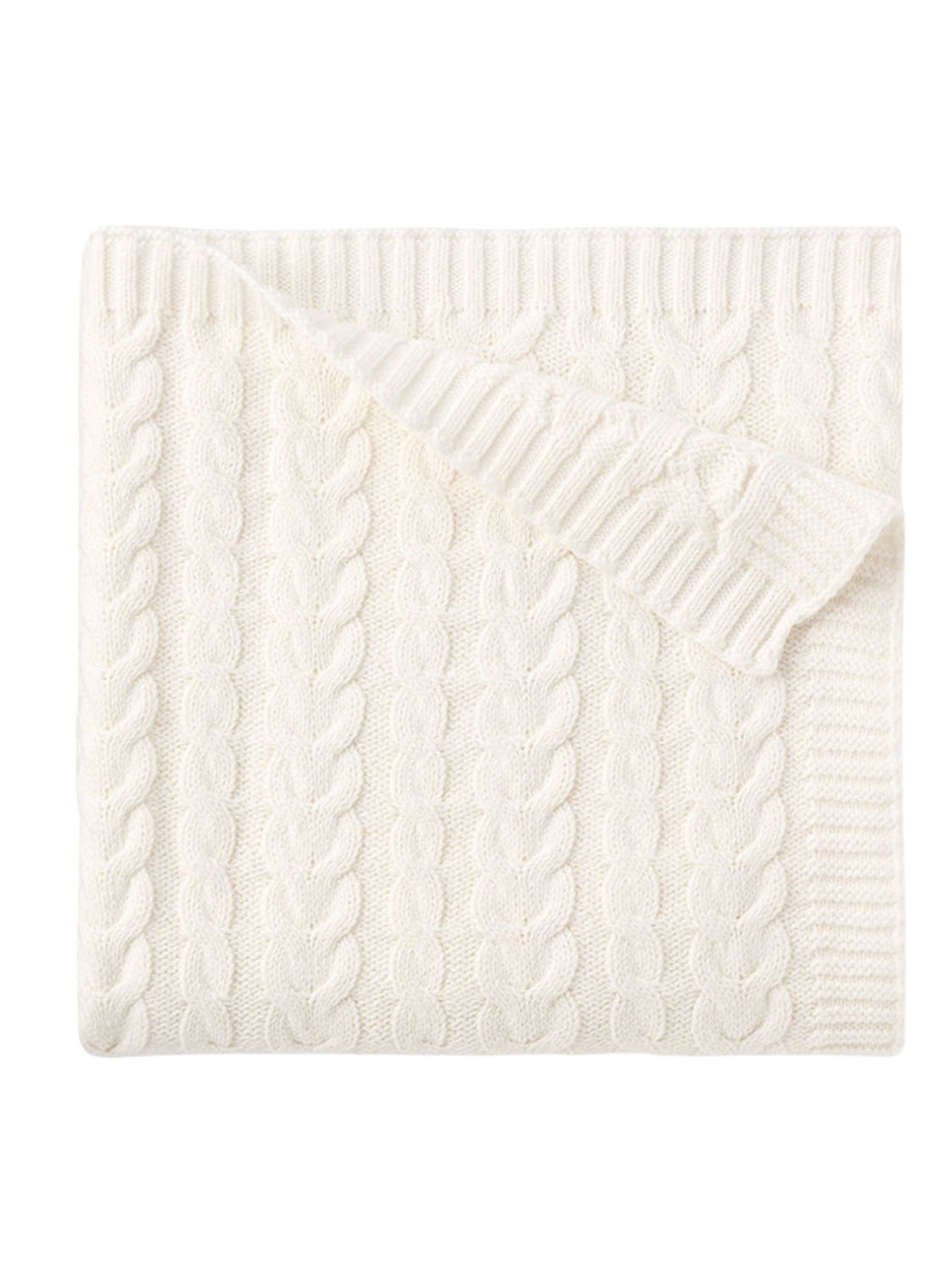 30x40 Horseshoe Cable Blanket-Whisper White