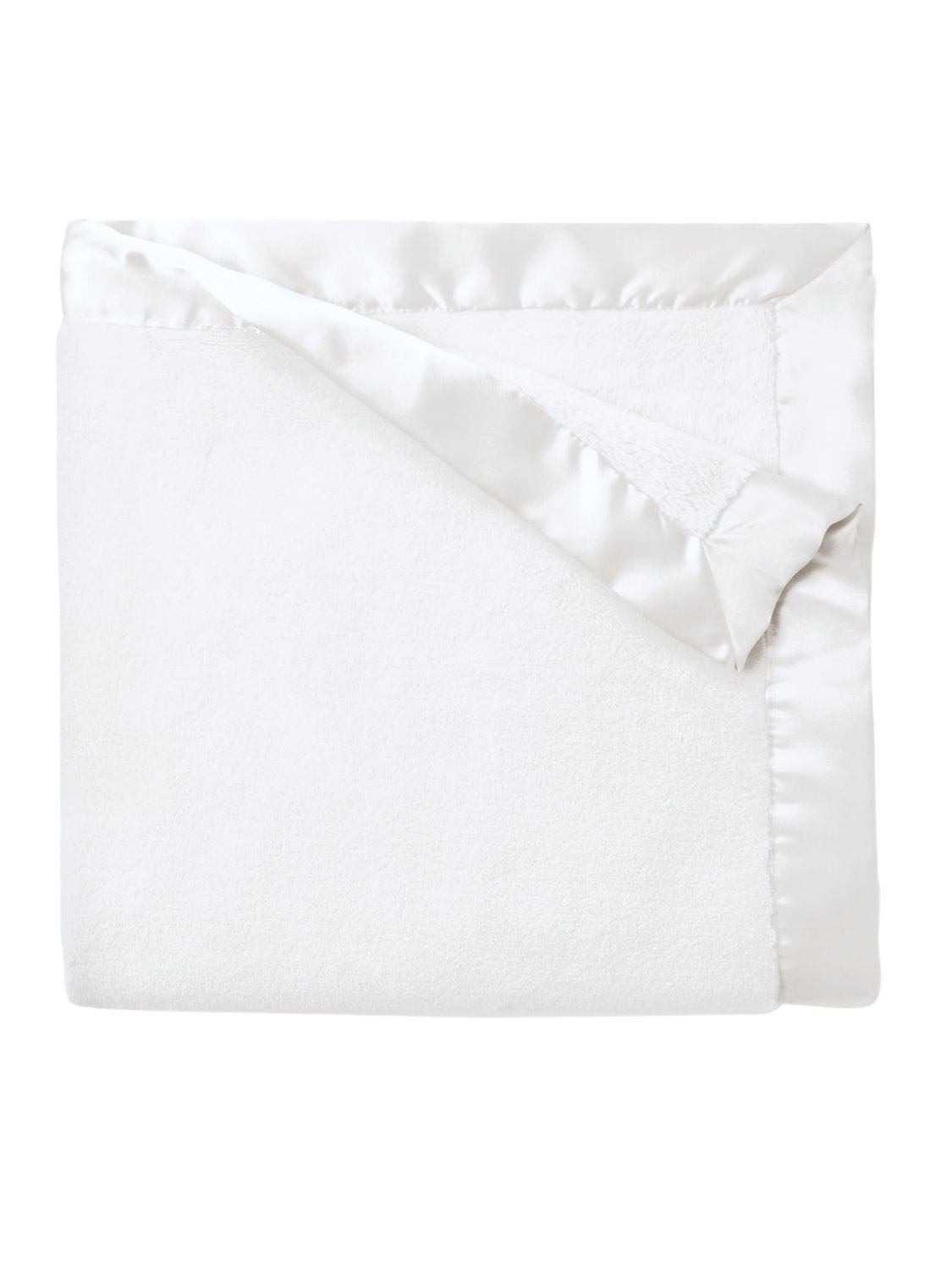 30x40 Satin Trim Flannel Fleece Blanket-White