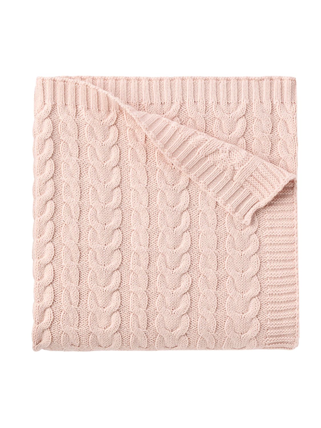 30x40 Horseshoe Cable Blanket-Blush