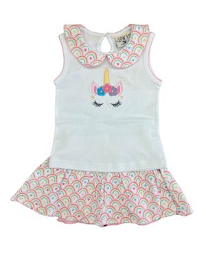 Sleeveless Unicorn Face Skirt Set