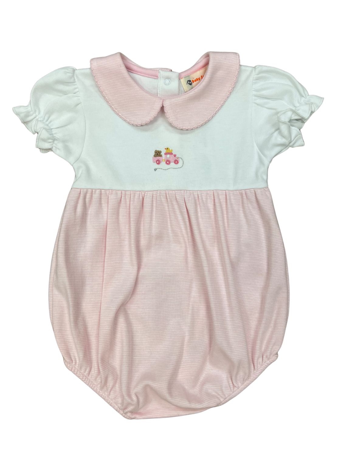White/Pink Stripe SS Pull Toy Bubble