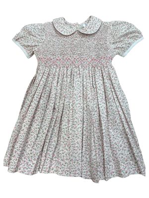 Nicole Pink Floral Smock Bodice Dress