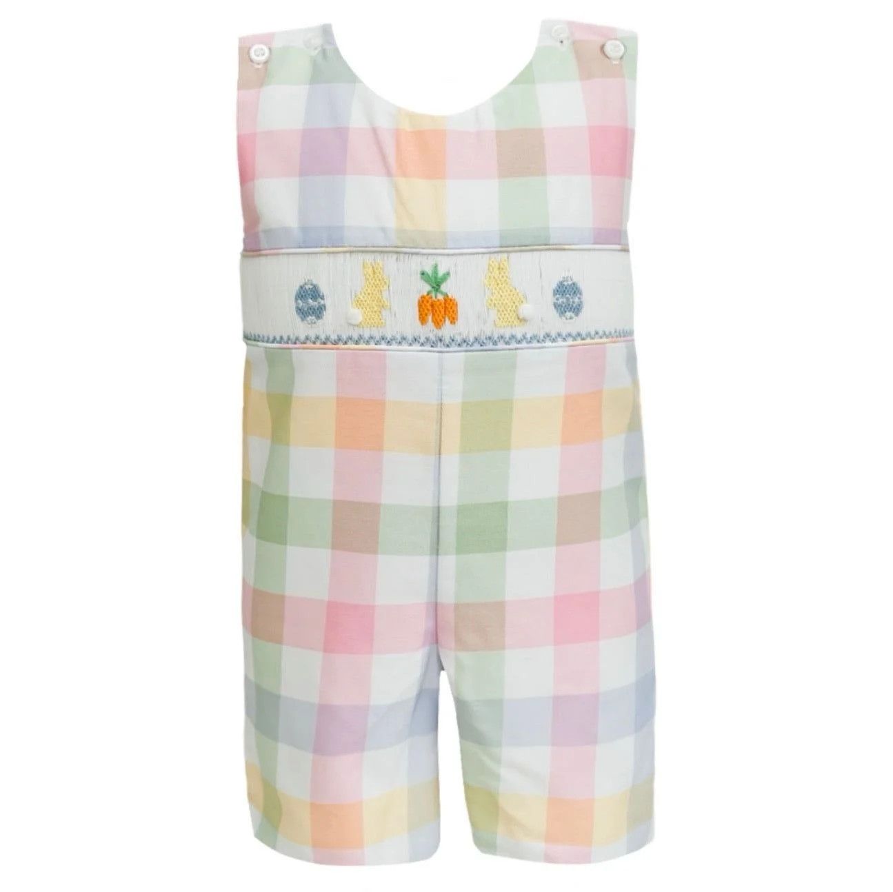 Smocked Bunny Garden Plaid Jon Jon