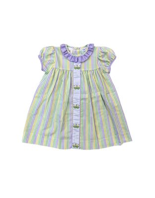 Mardi Gras Pastel Stripe Ruffle Dress