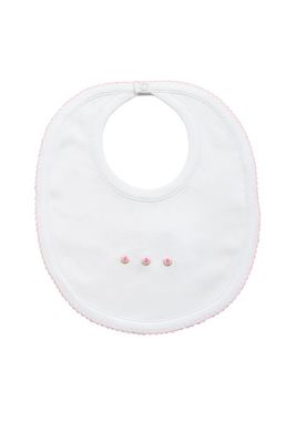 Proper Pima Bib, White with Pink Rosebud