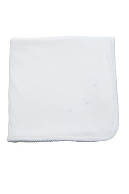 Small Pima Blanket, White with Blue