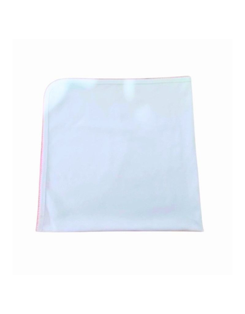 White Receiving Blanket  with Pink Picot Trim