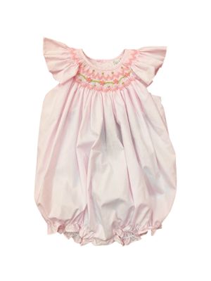 Pink Flutter Sleeve Smocked Bubble 