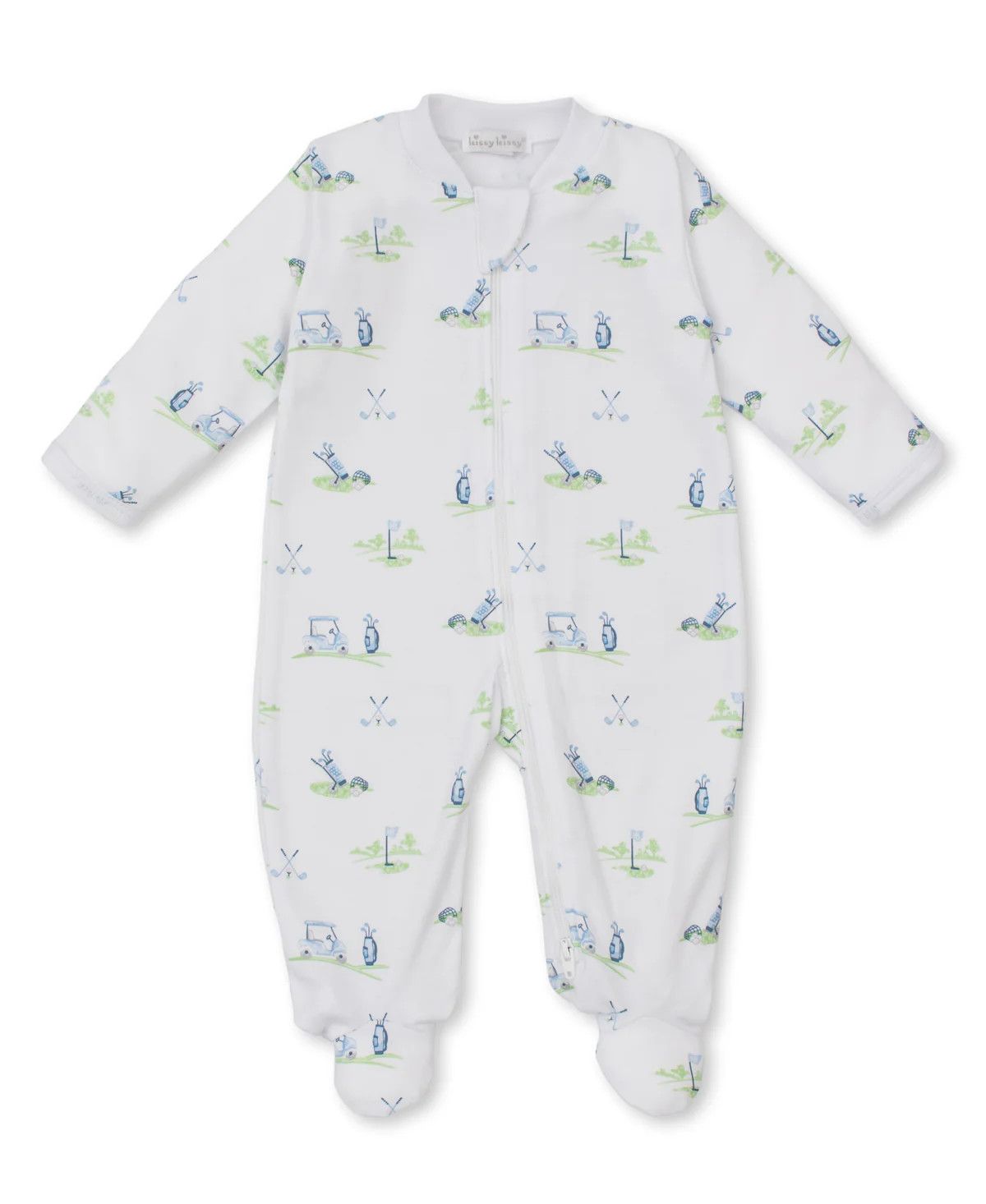 Light Blue Fairway Four Print Footie w/ Zipper