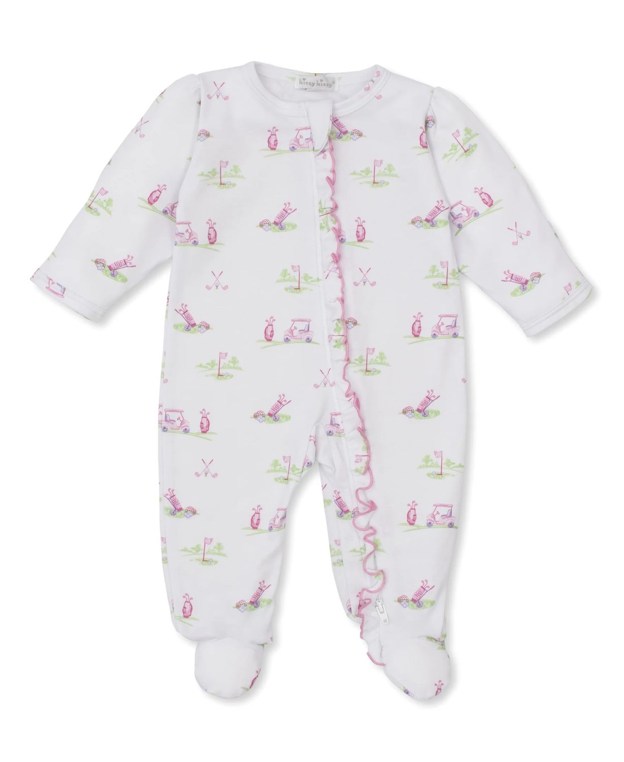 Pink Fairway Four Printed Footie w/ Zipper
