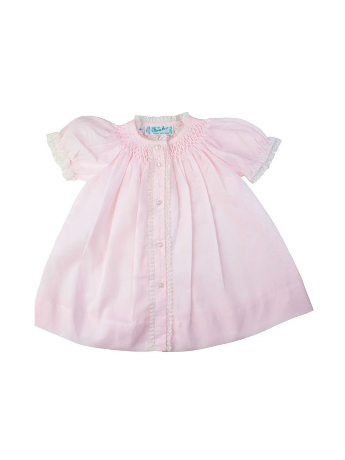 Pink Smocked Layette Open Dress Daygown NB