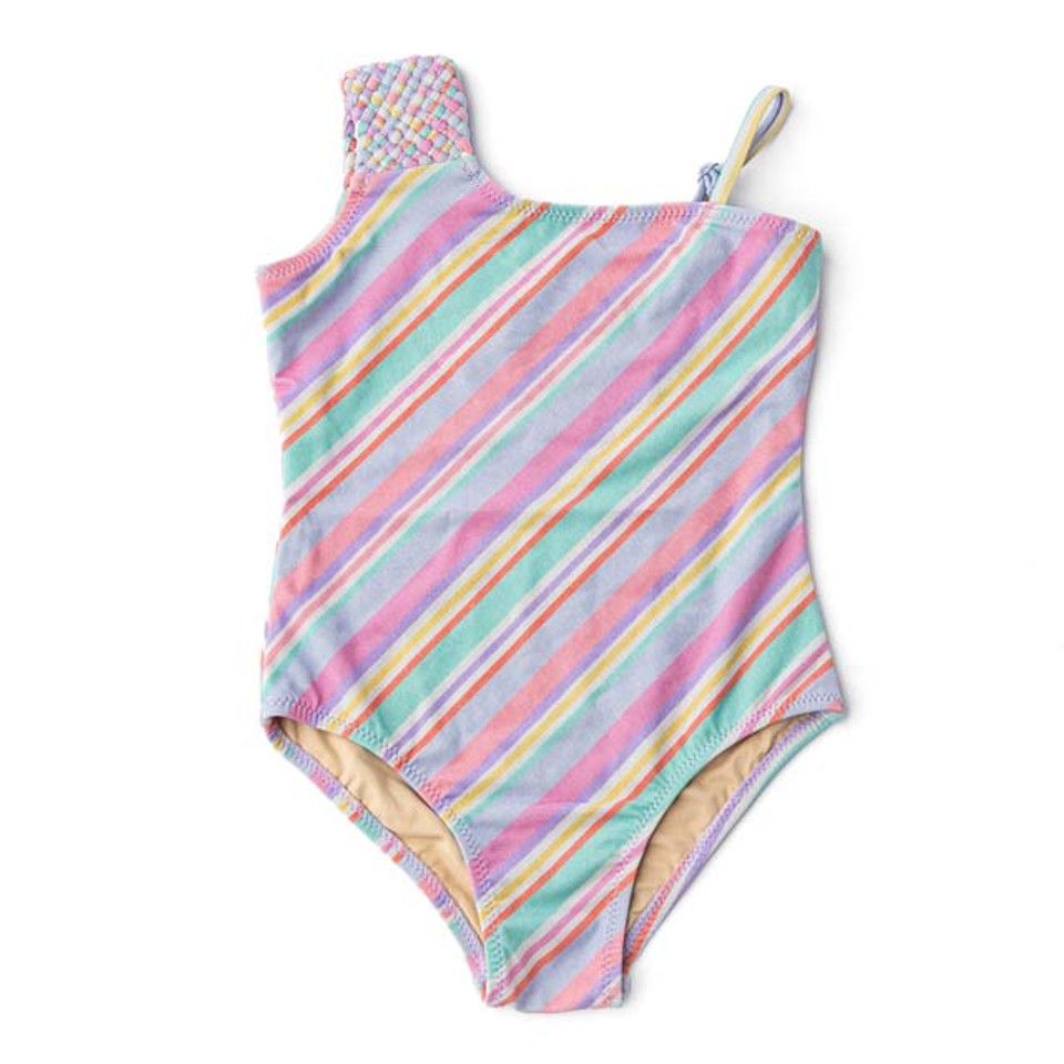 Shimmer- Diagonal Stripe Swimsuit