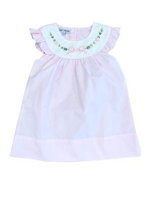 Pink Embroidered Bow and Flowers Dress