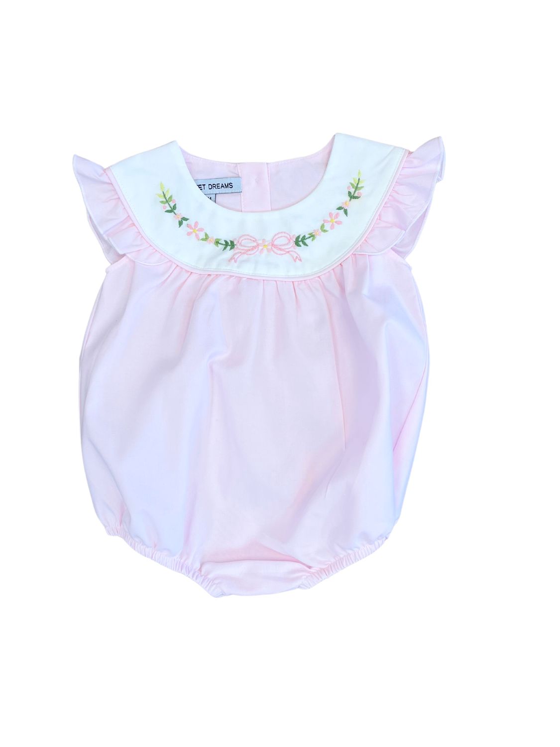 Pink Embroidered Bow and Flowers Bubble