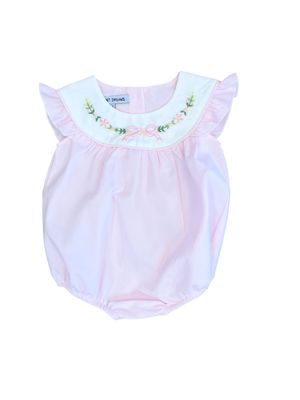 Pink Embroidered Bow and Flowers Bubble