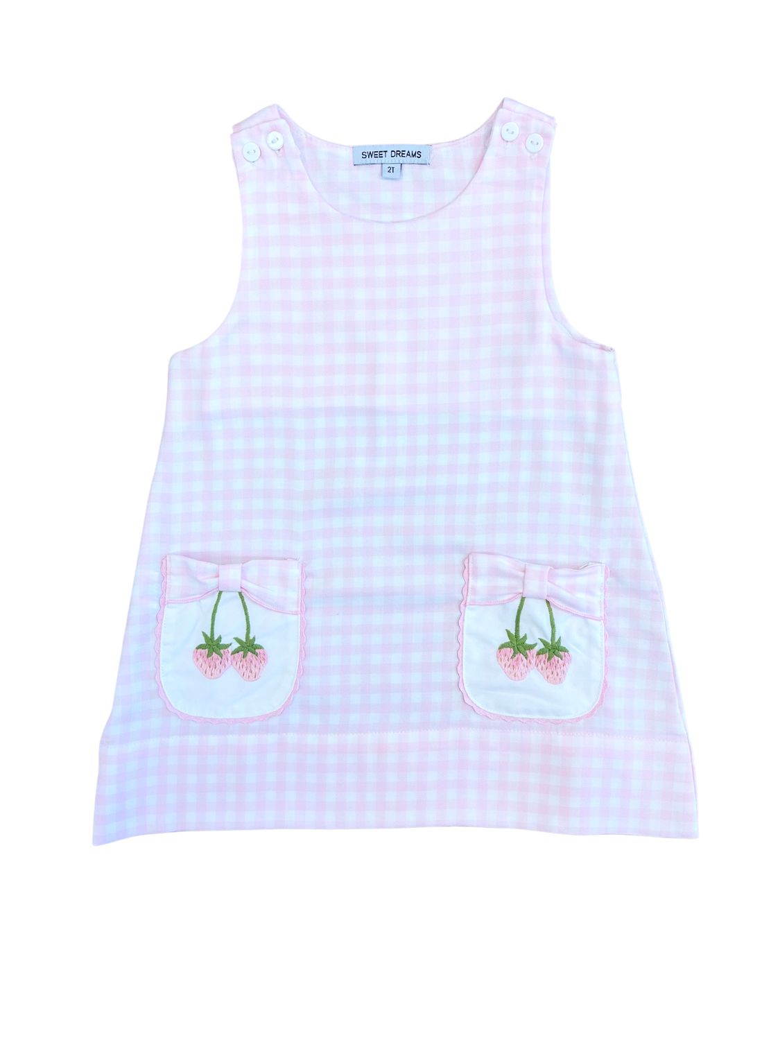 Strawberry Emb Pink Gingham Dress