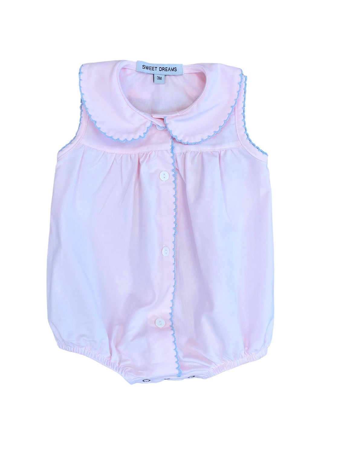 Pink w/ Blue Picot Trim Bubble