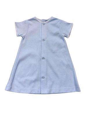 Knit Blue Day Gown w/ White Trim