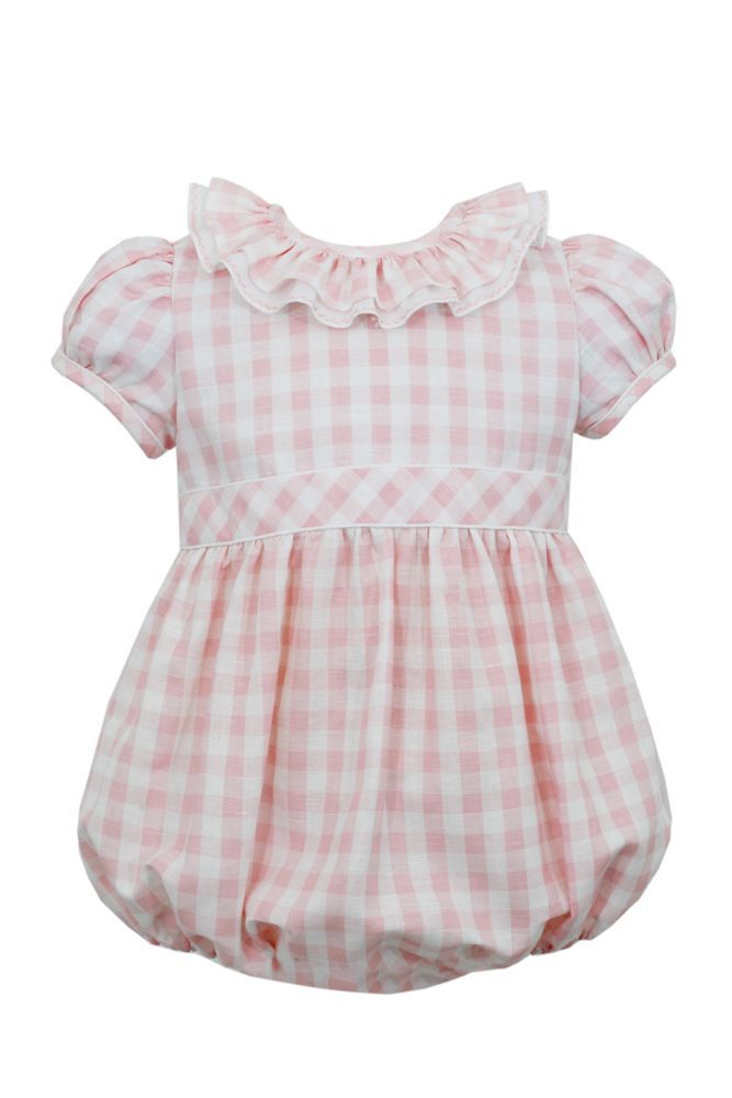 Pink Check Ruffle Collar Bubble