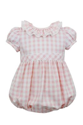 Pink Check Ruffle Collar Bubble