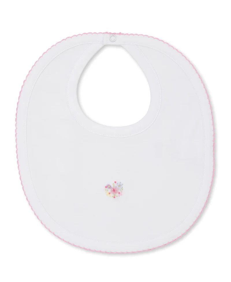Premier Flowers &amp; Vines White/Pink Hand Emb. Bib