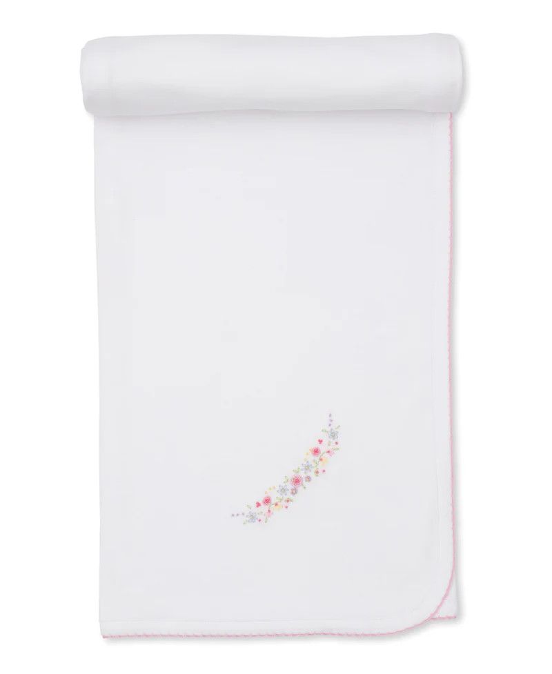 Premier Flowers &amp; Vines White Hand Emb. Blanket