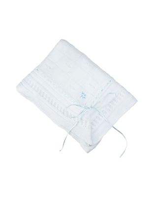 Blue w Blue  Ribbon Pointelle Knit Blanket