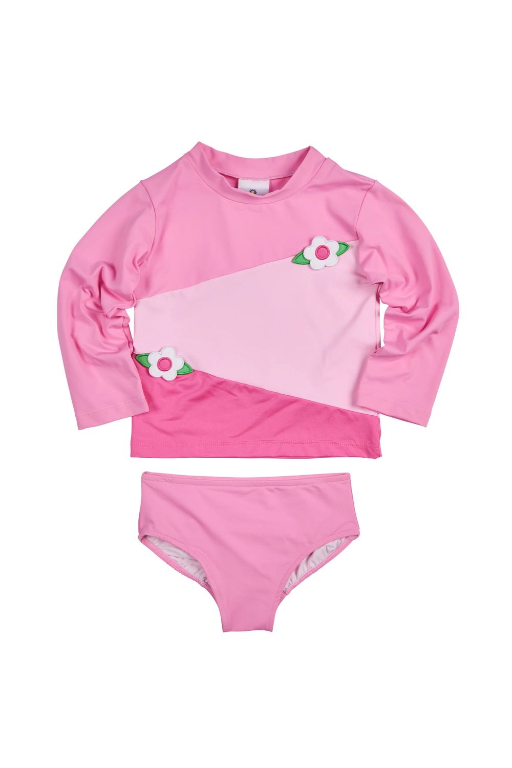 Colorblock Rashguard Tankini with Flowers