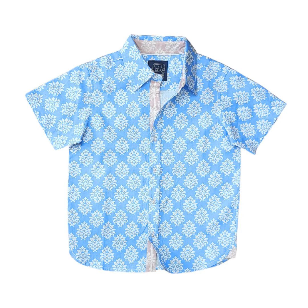 Short Sleeve Shirt, Blue Block
