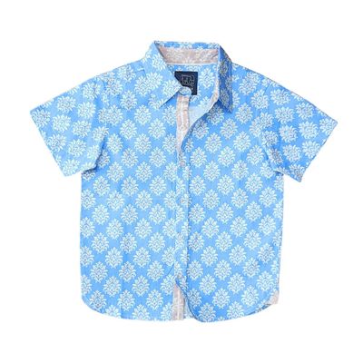 Short Sleeve Shirt, Blue Block