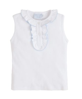 Ruffled Henley, Light Blue
