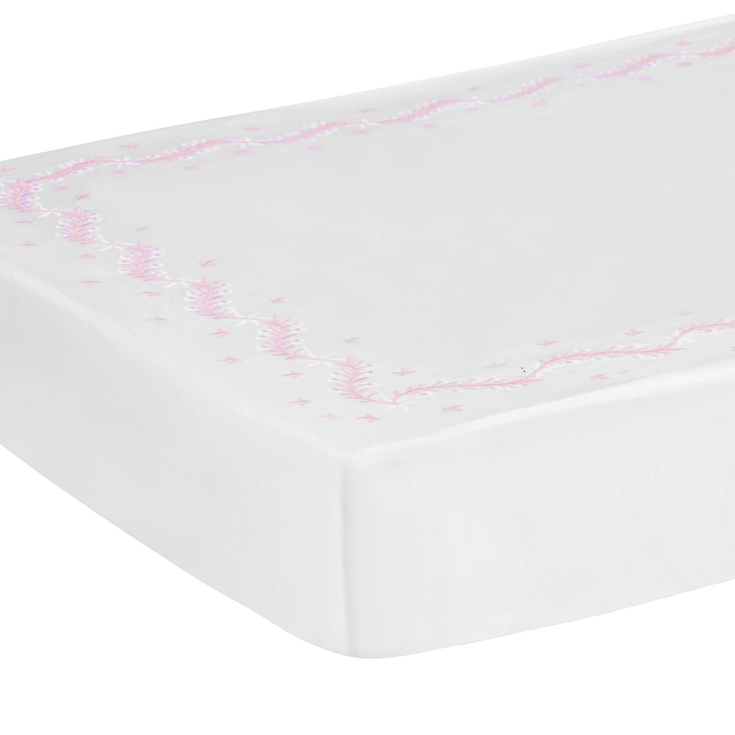 Embroidered Crib Sheet, Blush