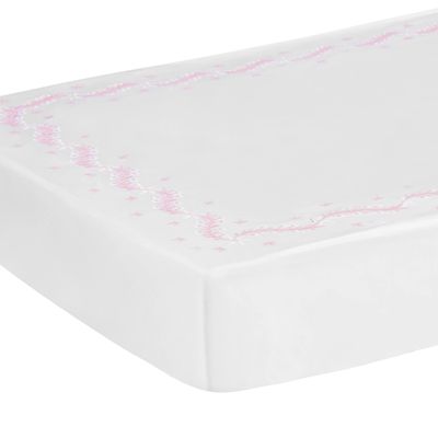 Embroidered Crib Sheet, Blush