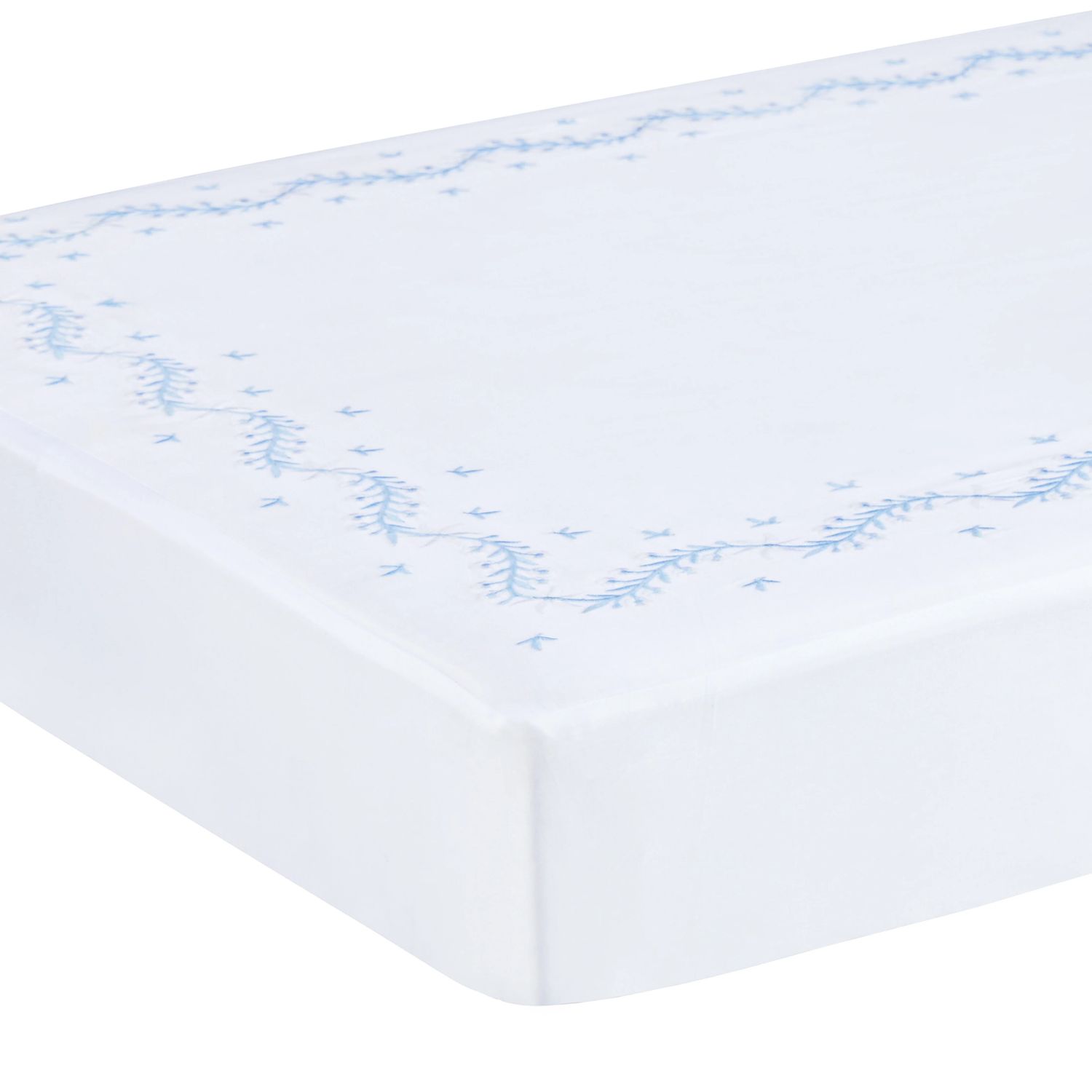 Embroidered Crib Sheet, Sky
