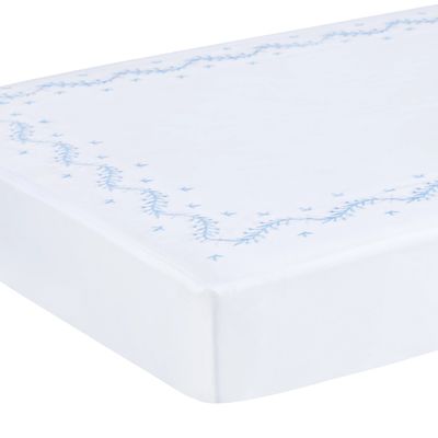 Embroidered Crib Sheet, Sky