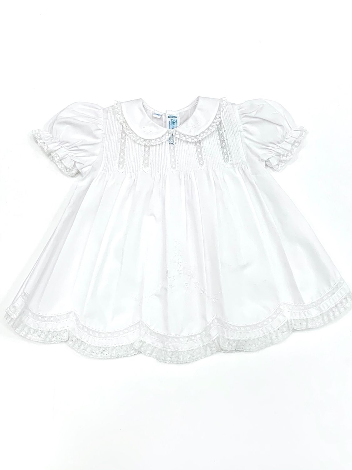 White Collared Lace Slip Dress, Size: 3m