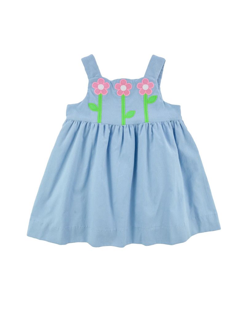 Blue Corduroy Jumper w/ Flowers, Size: 2t