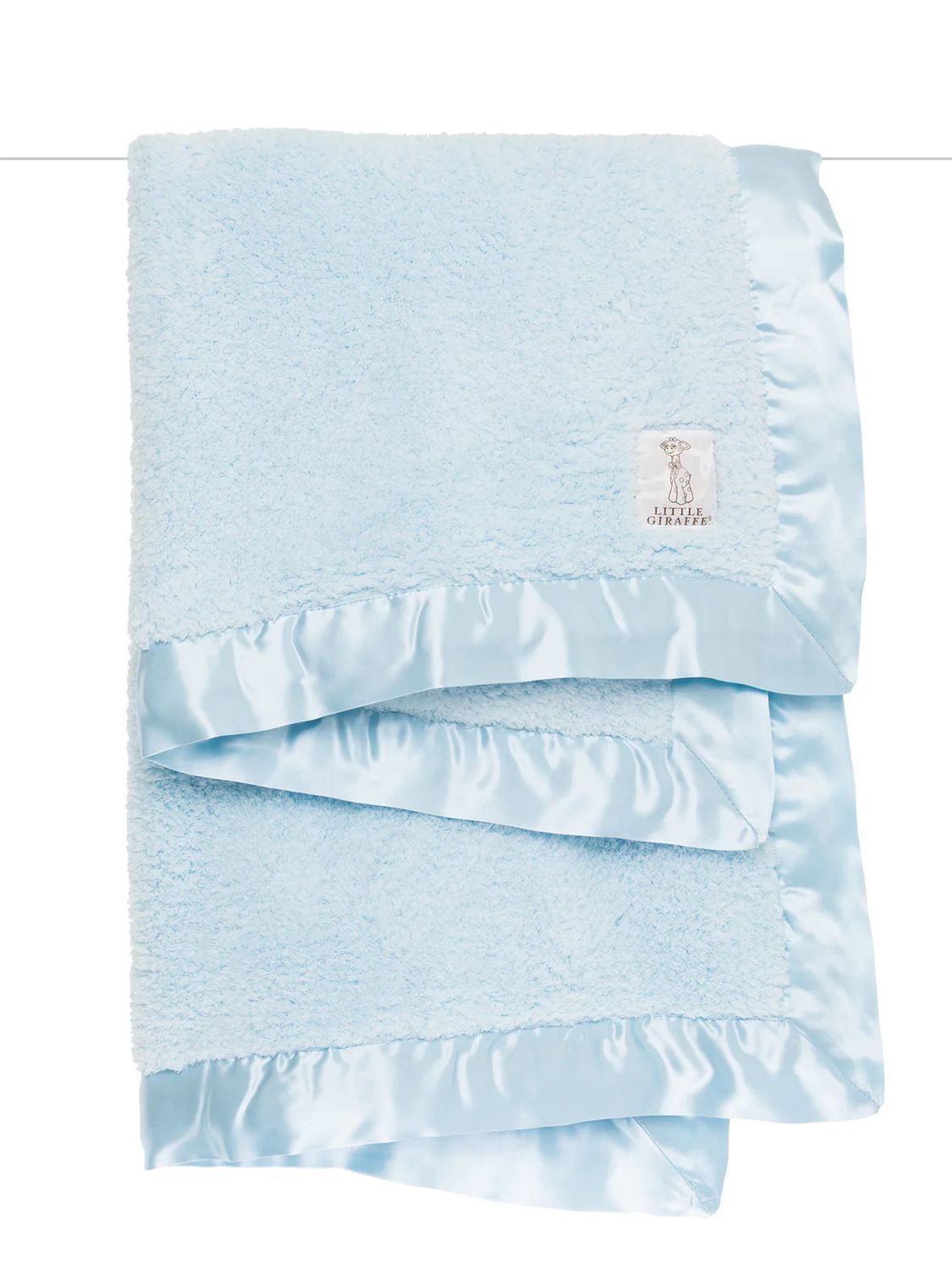 Blue Chenille Blanket W/Satin Trim
