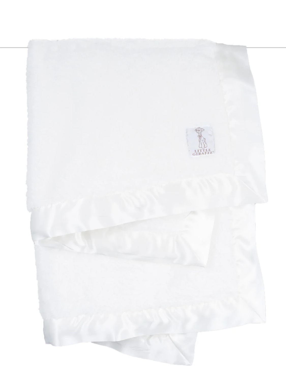 White Chenille Blanket W/Satin Trim