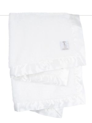 White Chenille Blanket W/Satin Trim