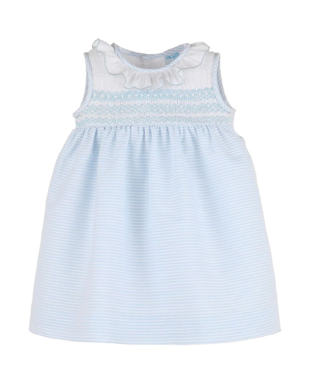 Stripes Combo Smock Dress, Blue 