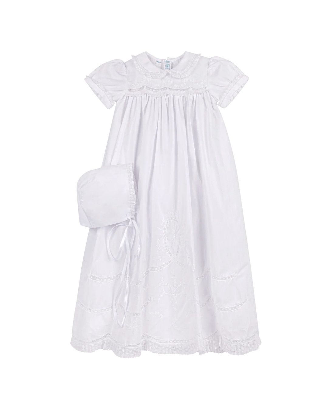 Girls Scalloped Lace Special Occasion Gown Set NB/3M