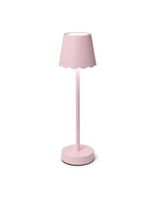 Pink LED Table Lamp with Scallop Shade
