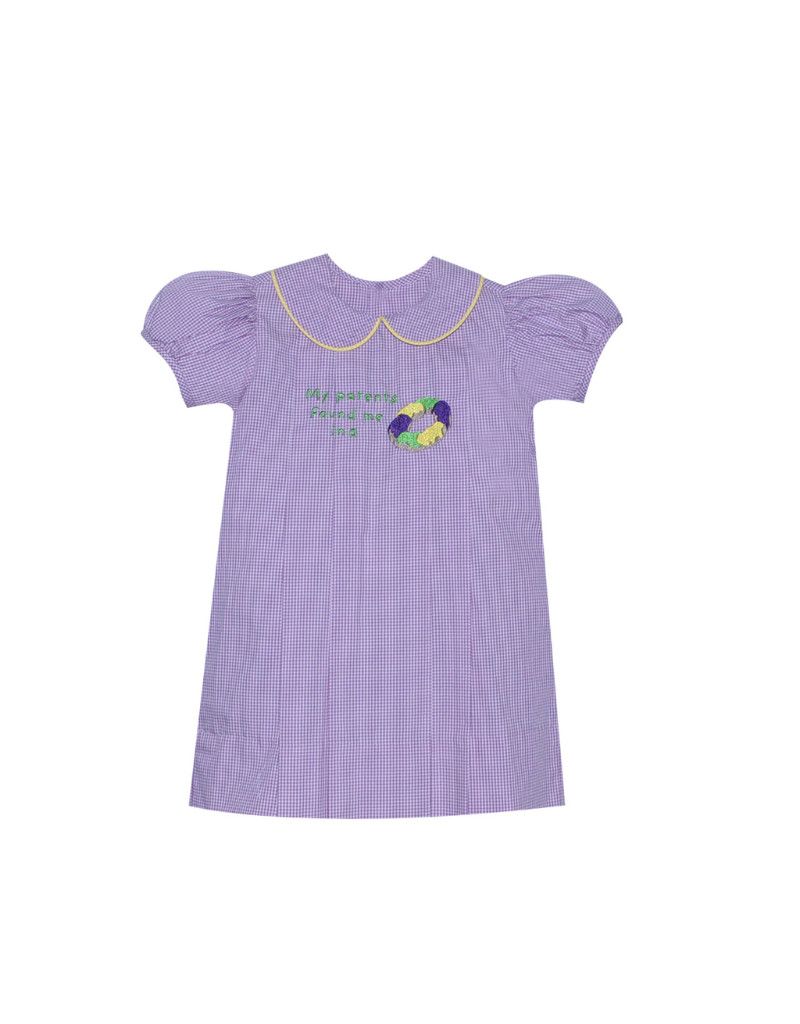 Purple Gingham King Cake Collared Dress