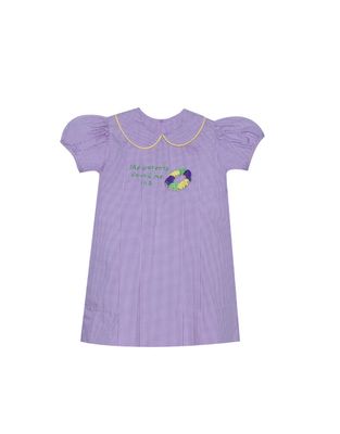 Purple Gingham King Cake Collared Dress