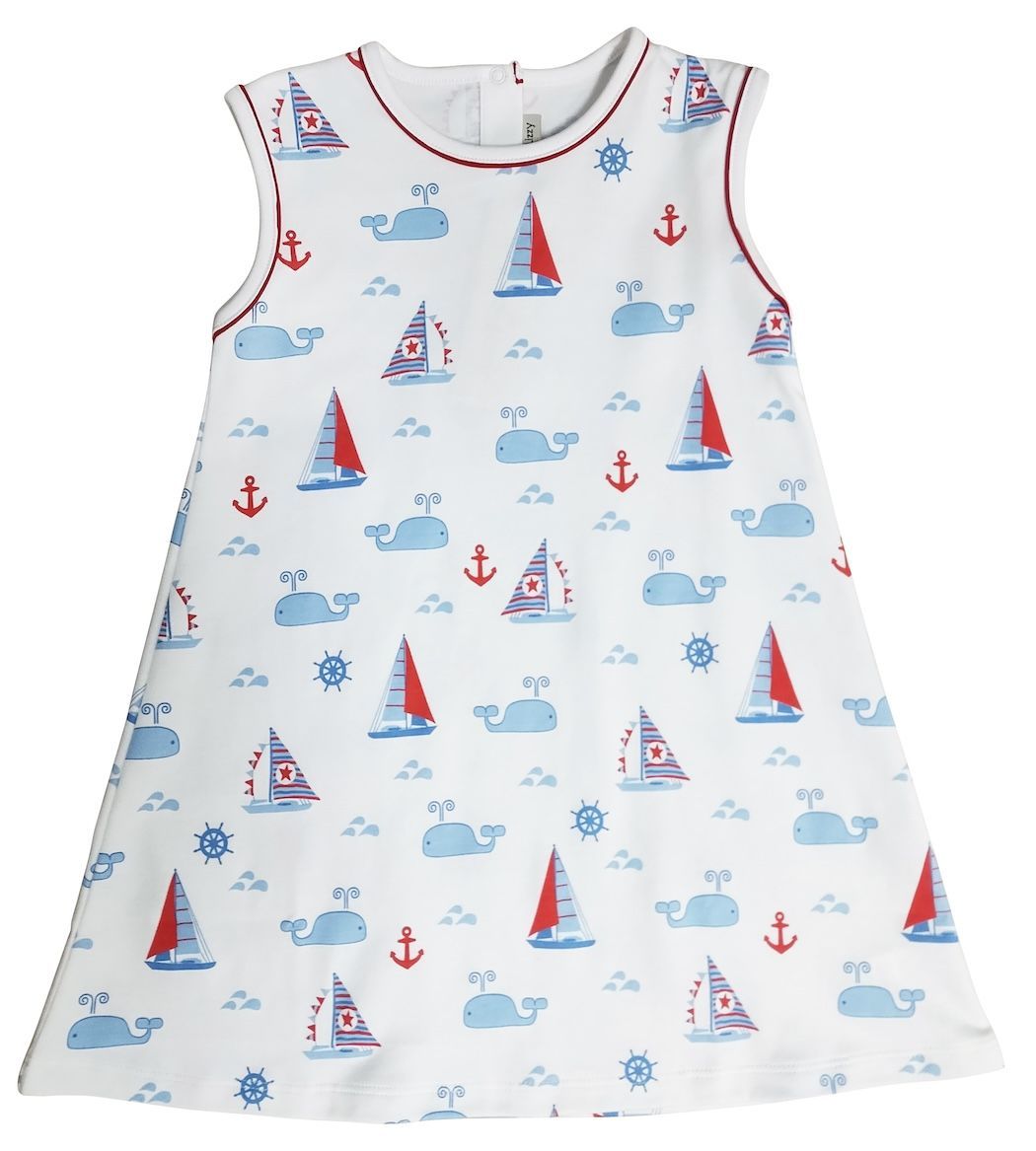 Nantucket Whales and Sailboats Aline Dress