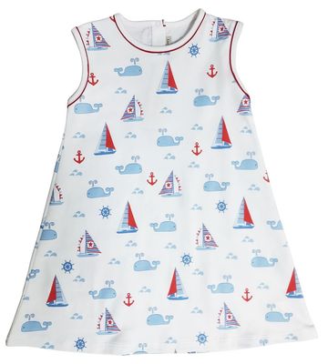Nantucket Whales and Sailboats Aline Dress